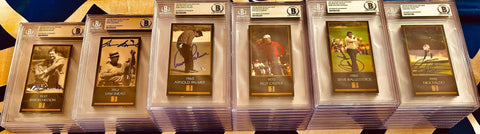 Autographed Masters Collection golf cards graded by Beckett featuring historic golfers