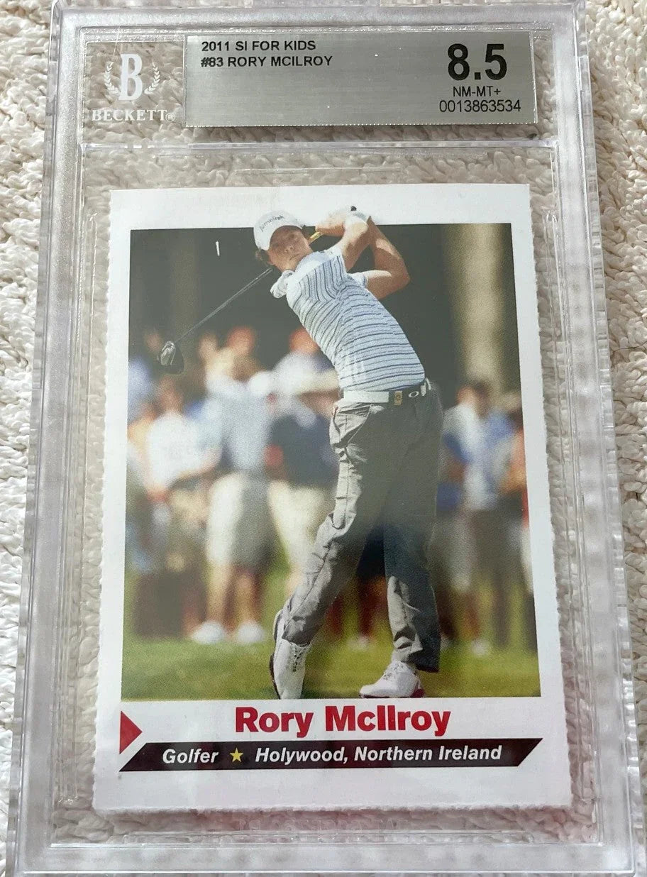 2011 SI for Kids Rory McIlroy golf card graded 8.5 by Beckett in clear protective case