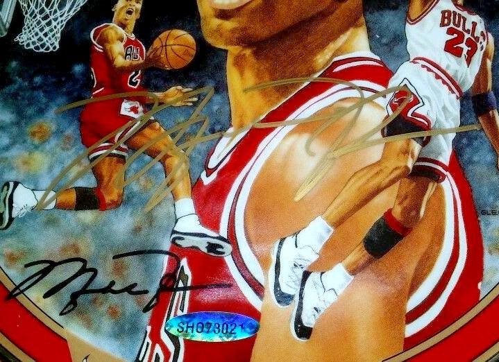 Signed Michael Jordan Chicago Bulls basketball photo with UDA hologram authentication