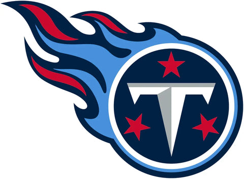 Blue and red football team logo with silver T and three red stars in a flaming circle design