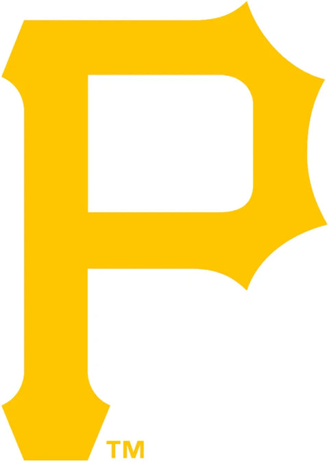 Yellow Pittsburgh Pirates P logo, MLB baseball team emblem on white background