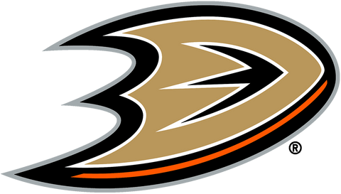 Anaheim Ducks gold and black duck foot team logo with orange accent, NHL hockey symbol