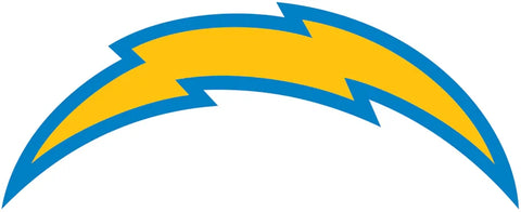 Los Angeles Chargers lightning bolt logo, yellow and blue, NFL football team emblem