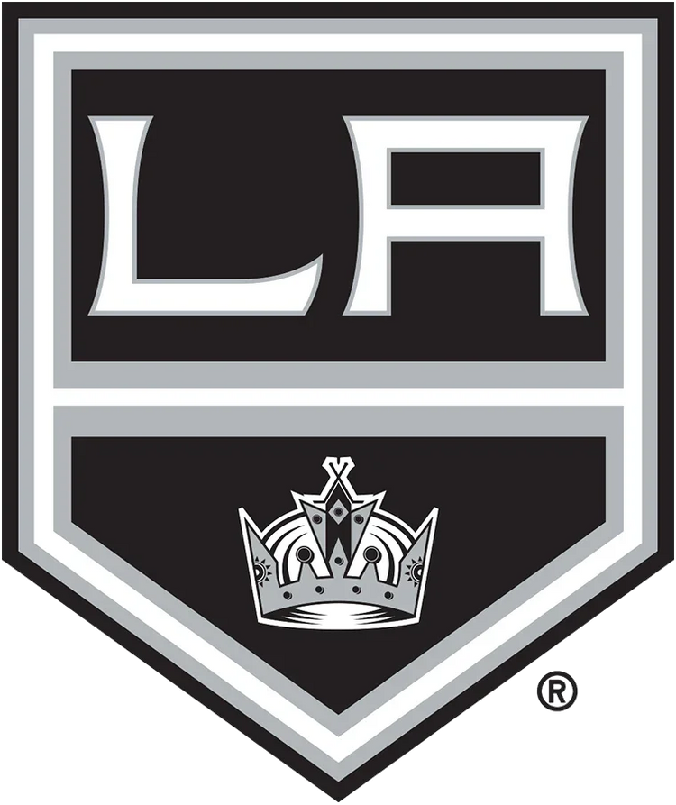 Los Angeles Kings NHL logo with LA letters and silver crown on black shield background
