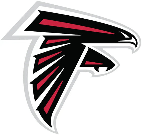 Atlanta Falcons NFL team logo in black, red, and white on white background