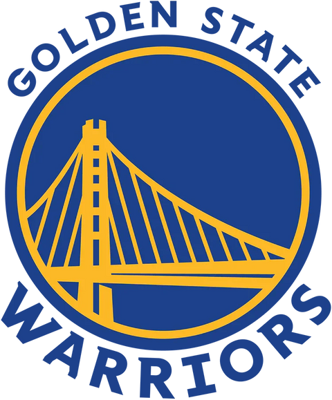 Golden State Warriors NBA team logo with stylized yellow bridge on blue background
