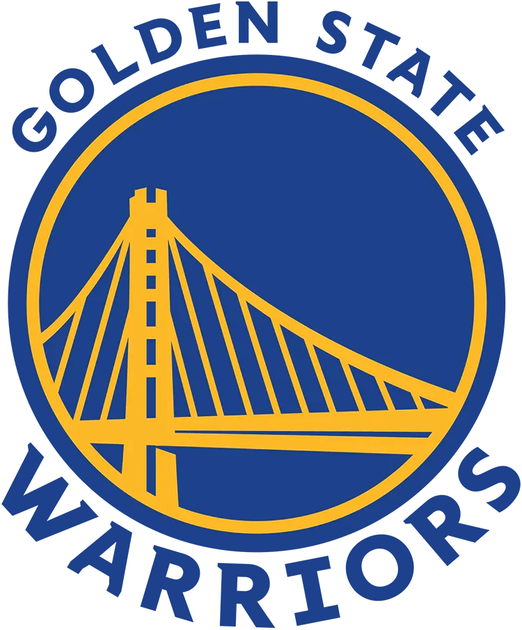 Golden State Warriors NBA team logo with stylized yellow bridge on blue background