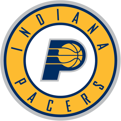Indiana Pacers primary logo featuring a blue letter P with a gold basketball inside a yellow circle.