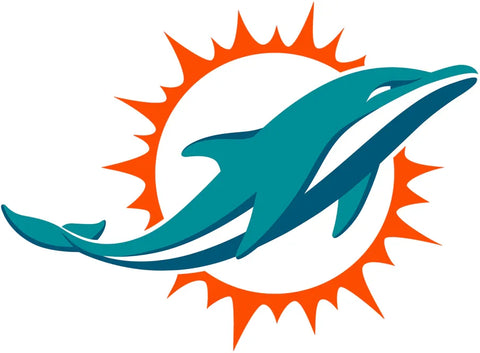Miami Dolphins football team logo with teal dolphin and orange sunburst