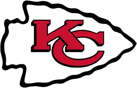 Red KC letters logo in black outlined arrowhead representing a football team