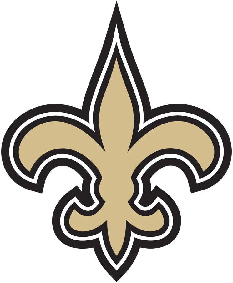 Gold fleur-de-lis symbol outlined in black, sports memorabilia icon on white background.