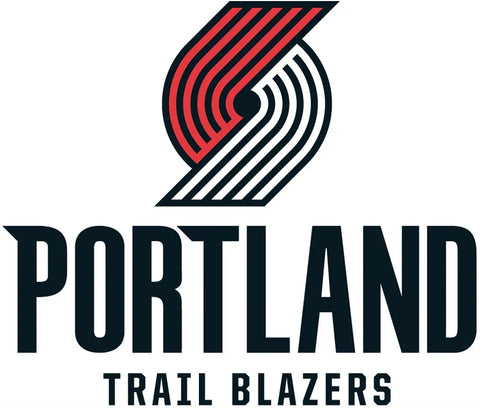 Portland Trail Blazers logo with black and red pinwheel above team name text
