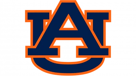 Auburn Tigers logo with bold navy blue AU letters outlined in orange on a transparent background