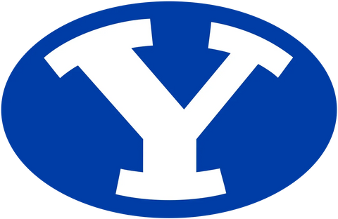 Blue oval logo with large white Y, BYU Cougars sports team symbol