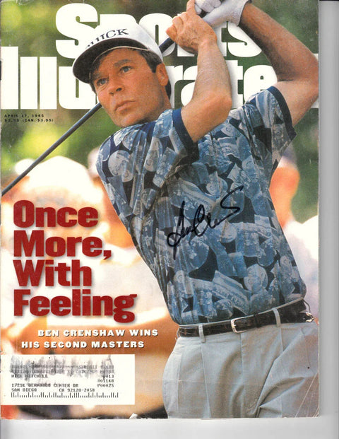Signed Sports Illustrated magazine cover featuring golfer in mid-swing, 1995 Masters win