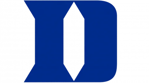 Large blue stylized letter D logo, classic NCAA college sports symbol