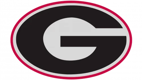 University of Georgia Bulldogs black oval logo with white letter G and red outline