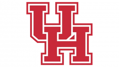 Red and white Houston Cougars interlocking UH logo, NCAA college sports symbol