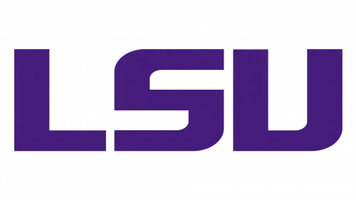 Purple LSU logo on a black background, collegiate sports emblem