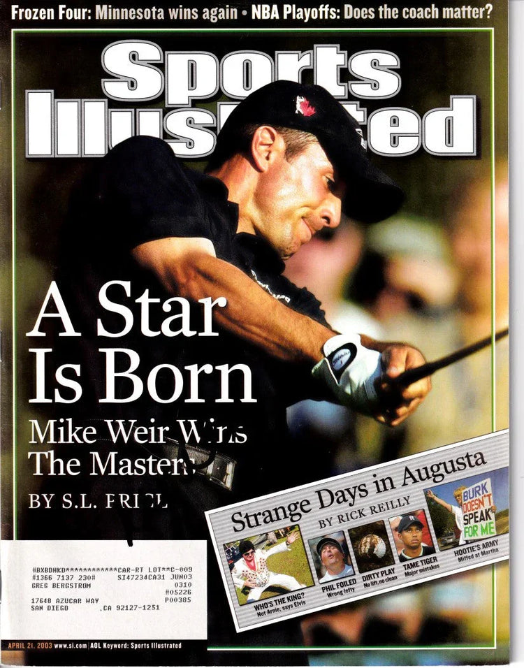 Sports Illustrated magazine cover featuring a golfer swinging a club, headline 'A Star Is Born'.