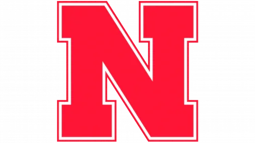 Nebraska Cornhuskers bold red N logo with white outline, NCAA college team emblem