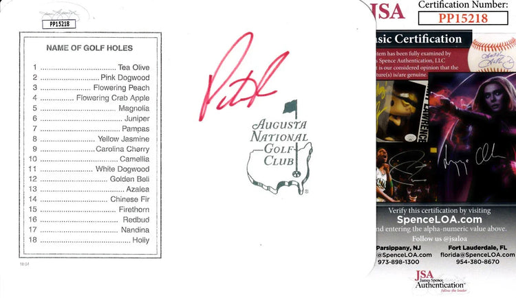 Autographed Augusta National Golf Club scorecard with JSA authentication