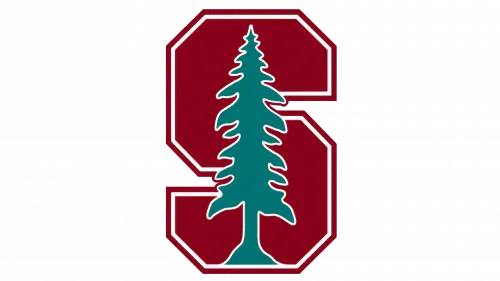 Red block S with green tree, Stanford Cardinal logo, NCAA college sports emblem