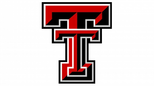 Texas Tech Red Raiders double T logo in red, black, and white on a black background