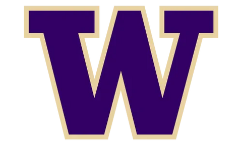 Purple and gold block W Washington Huskies logo on transparent background