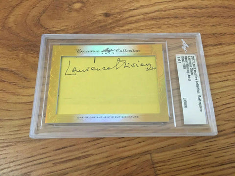 2017 Leaf Executive Collection cut signature card featuring an actor's autograph in a plastic case