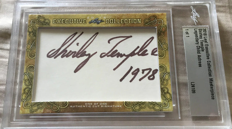 2018 Leaf Executive Collection card featuring authenticated actress autograph in display case