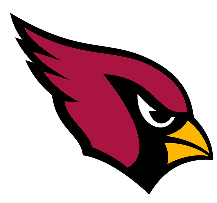 Arizona Cardinals NFL team logo with red cardinal head, white eye, and yellow beak