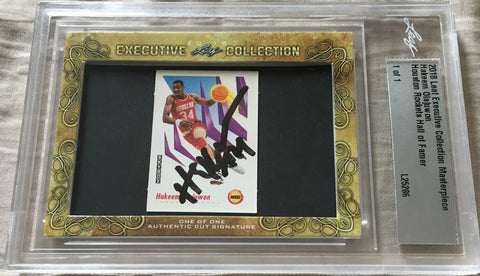2018 Leaf Executive Collection Hakeem Olajuwon autographed basketball trading card in case
