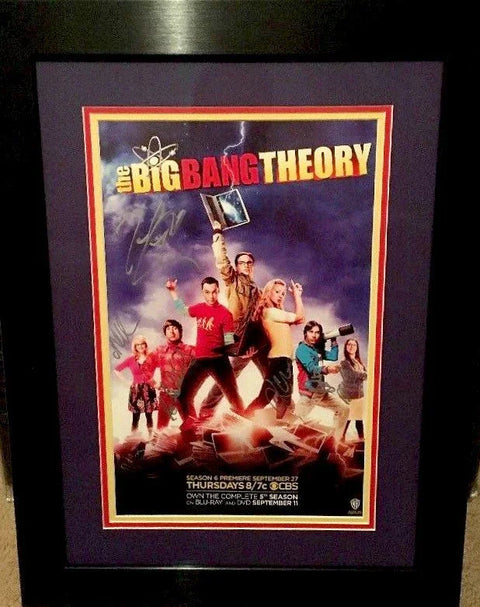 Framed The Big Bang Theory signed poster with cast photo and show logo