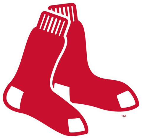 Boston Red Sox logo featuring two red socks with white accents, MLB baseball team emblem