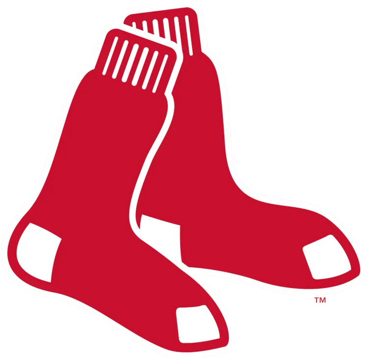 Boston Red Sox logo featuring two red socks with white accents, MLB baseball team emblem