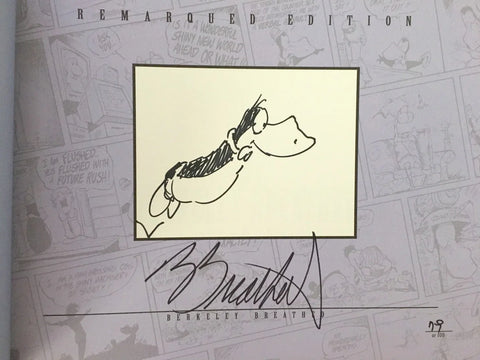 Signed Berkeley Breathed Opus comic art print with hand-drawn character sketch