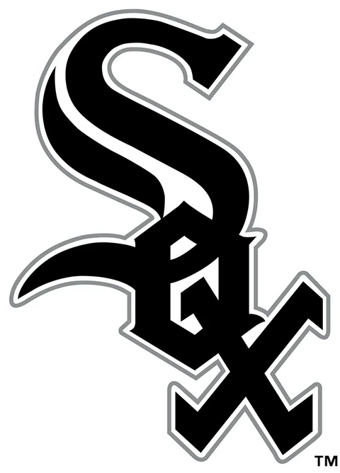 Chicago White Sox black and white stacked letter logo, Major League Baseball team emblem