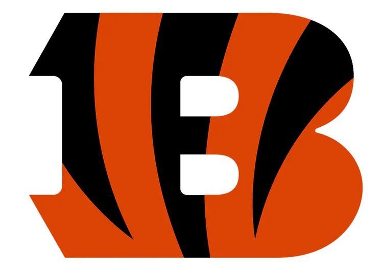 Cincinnati Bengals logo with orange and black tiger stripes forming a bold letter B