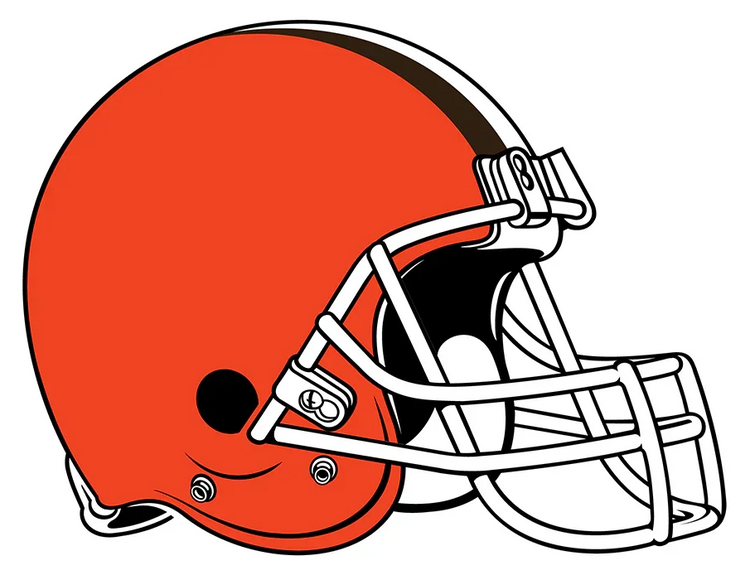 Cleveland Browns orange football helmet logo, NFL team emblem on white background