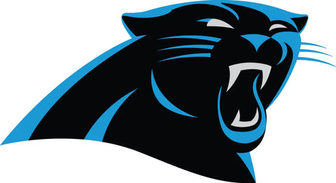 Stylized black panther head logo with blue accents and open mouth, sports memorabilia