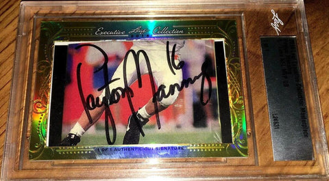 Leaf Executive Collection football cut signature card in protective case, autograph visible