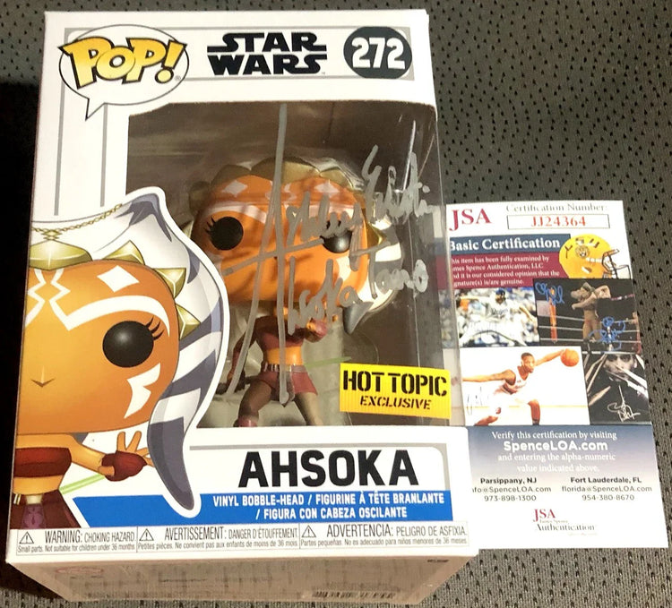 Star Wars Ahsoka Pop! Vinyl Figure 272, Hot Topic exclusive, signed, with JSA certification card