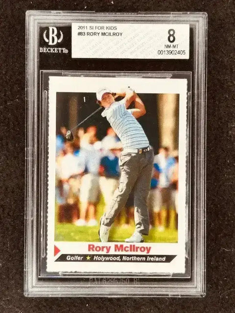 2011 SI for Kids Rory McIlroy golf trading card graded 7.5 in a Beckett case