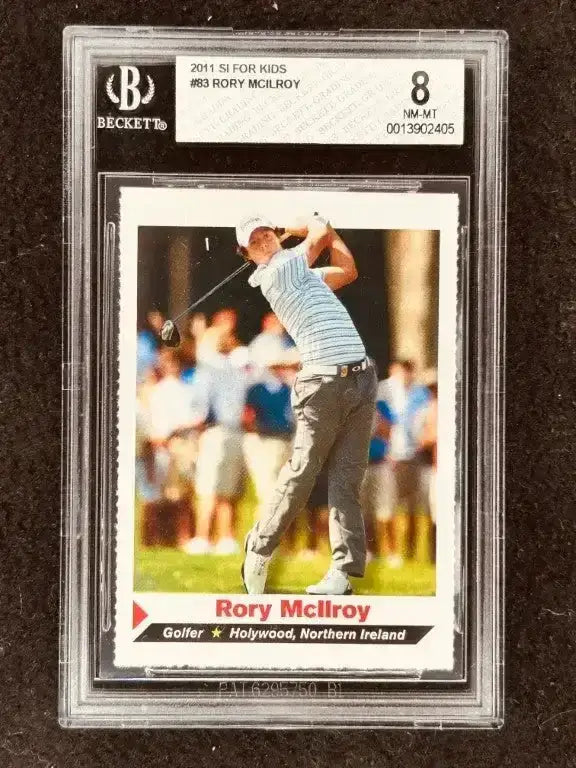 2011 SI for Kids Rory McIlroy golf trading card graded 7.5 in a Beckett case