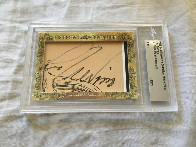 2018 Leaf Executive Collection golf cut signature card in protective case, one of one.