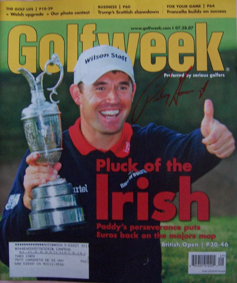 Golfweek magazine cover featuring a smiling golfer holding a trophy, British Open champion