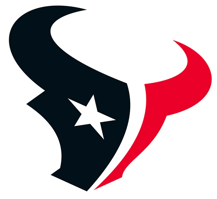 Houston Texans logo 2024 navy and red bull head with white star, NFL football team