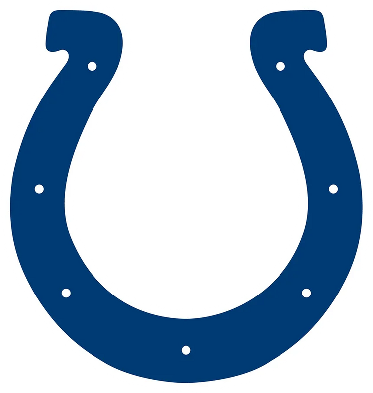 Indianapolis Colts blue horseshoe logo with white background, NFL football team emblem