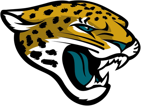 Jacksonville Jaguars logo featuring a roaring jaguar head, teal and gold colors, NFL football